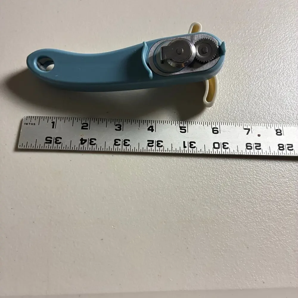 Vintage Blue White Manual Can Opener Handheld Retro Kitchen Gadget MCM